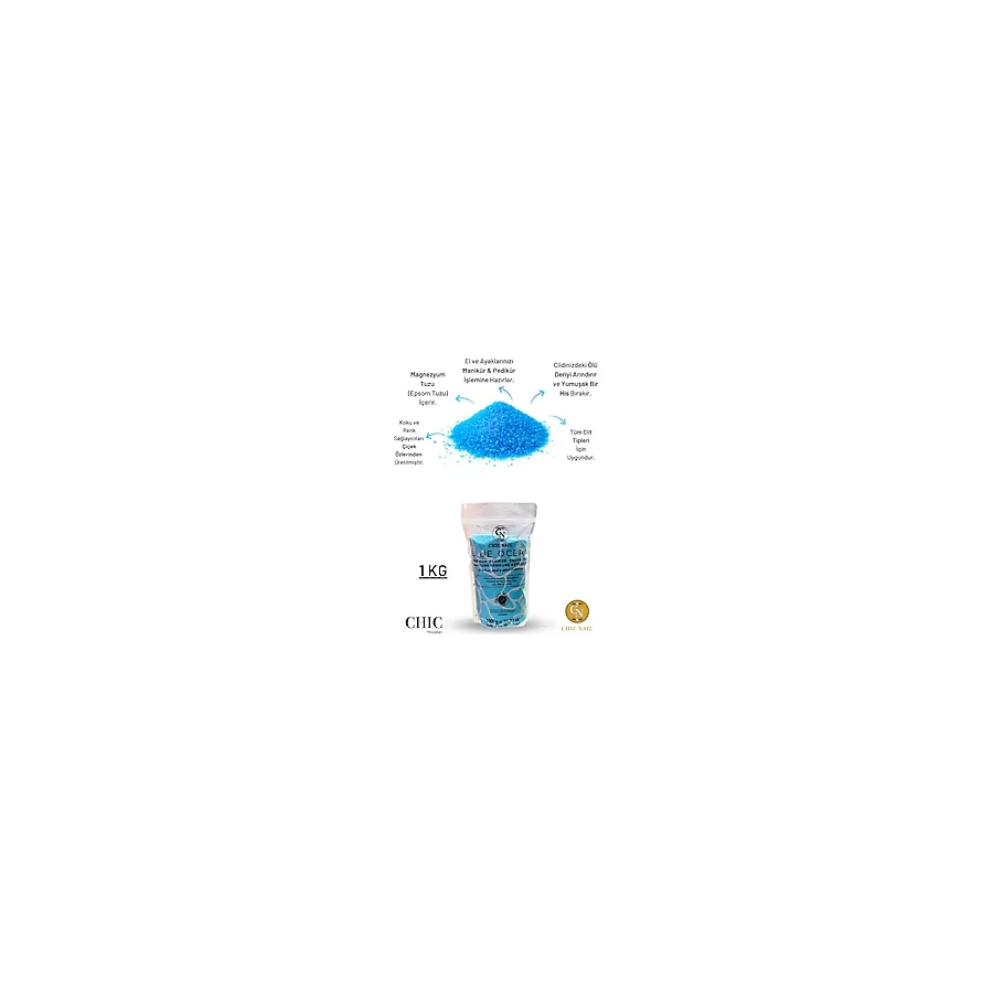 Chic Nail Manikür & Pedikür ve Banyo Tuzu Blue Ocean 1 KG / Epsom Tuzu / İngiliz Tuzu