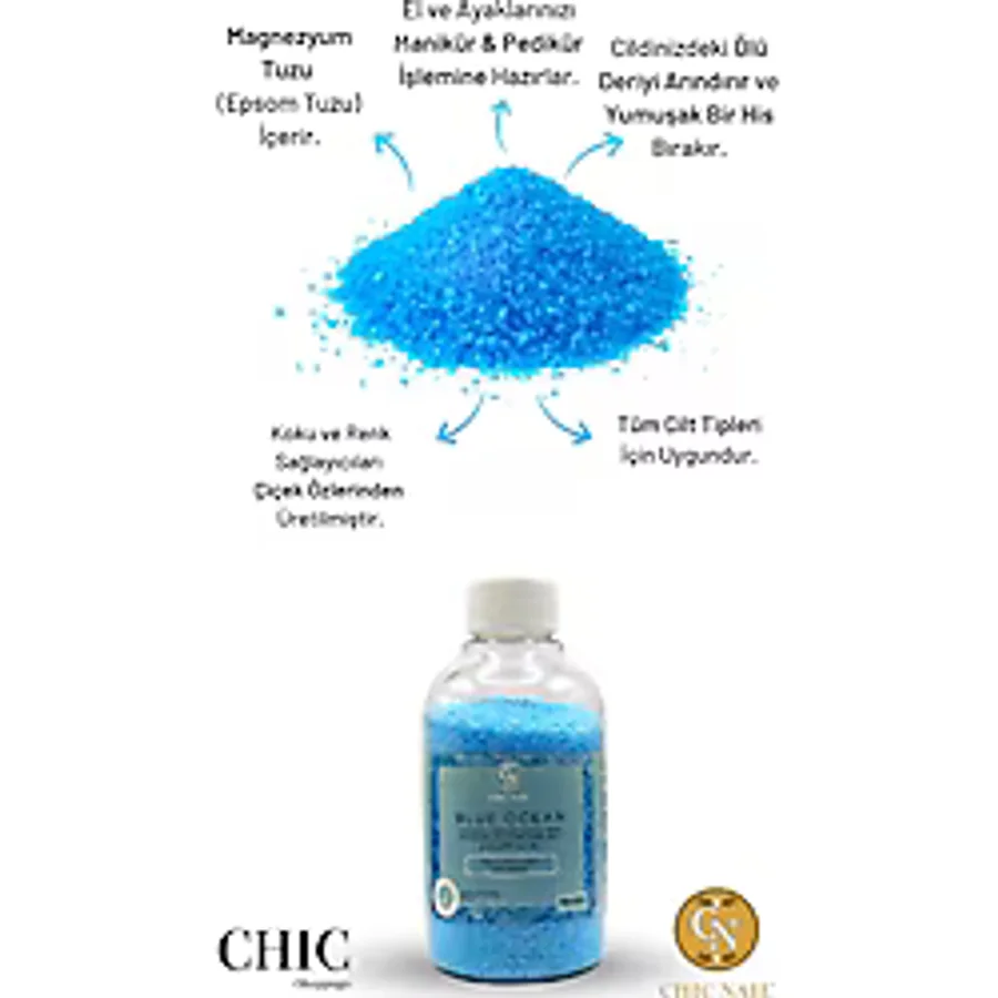 Chic Nail Manikür & Pedikür Ve Banyo Tuzu Blue Ocean 200 gram / Epsom Tuzu / Ingiliz Tuzu