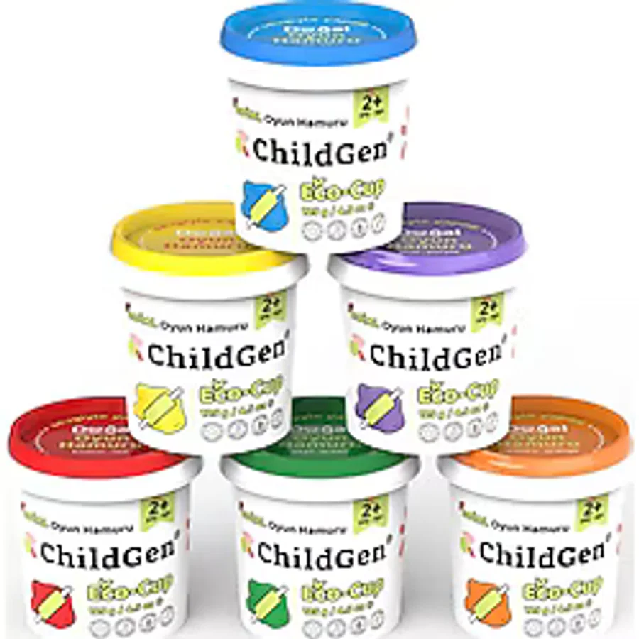 ChildGen Doğal Oyun Hamuru - Eco Cup- 6x125gr Ana Ve Ara Renkler