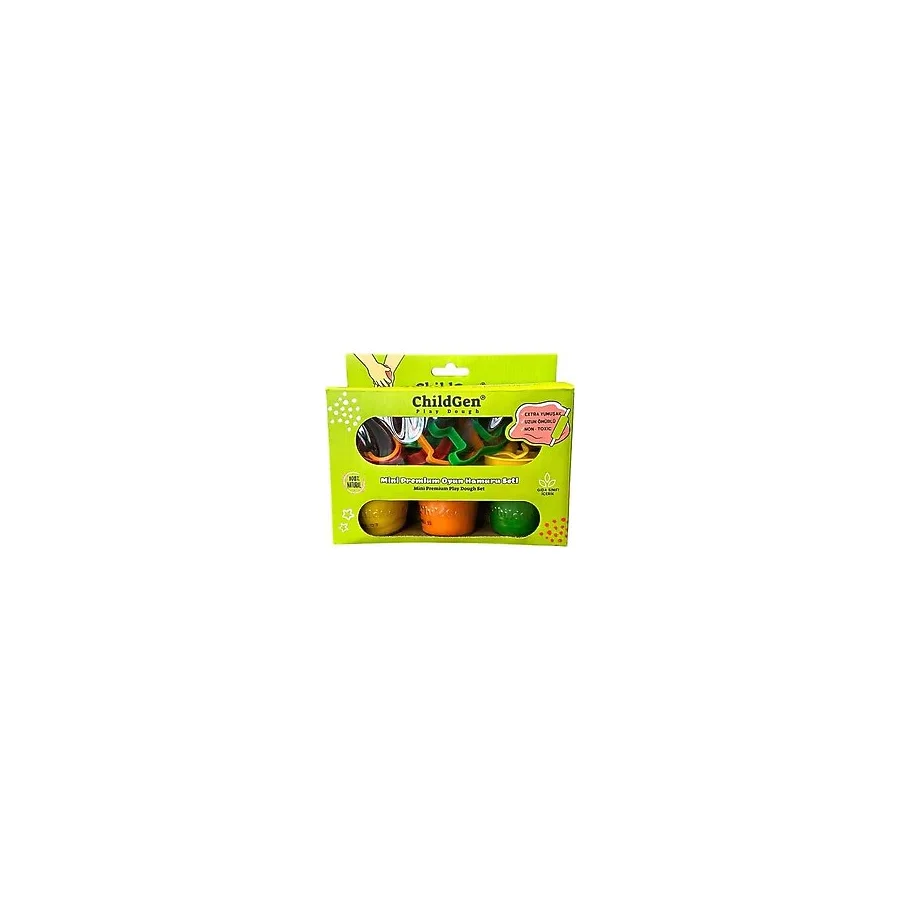 ChildGen Premıum Mını Set 125 Gr X 3 Adet Oyun Hamuru 8 Adet Oyun Hamuru Kalıbı 1 Adet Mini Merdane