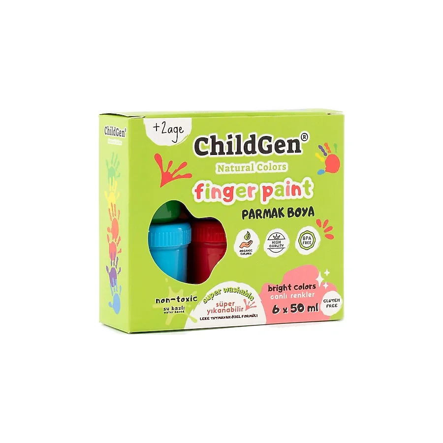 ChildGen Süper Yıkanabilir 50 ml 6'lı Parmak Boya Seti