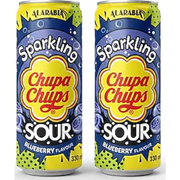 Chupa Chups Sparkling Sour Blueberry Flavour - Ekşi Yaban Mersini Aromalı Gazlı İçecek 330 Ml (2 Adet)
