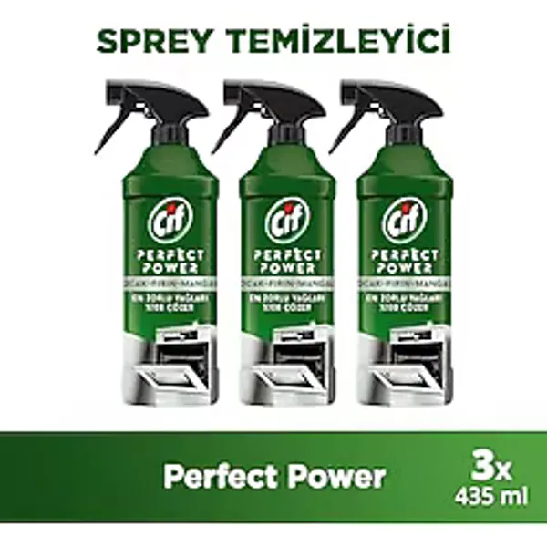 Cif Perfect Power Fırın Ocak Mangal İçin Sprey Temizleyici En Zor Yağları %100 Çözer 435 ml 3adet