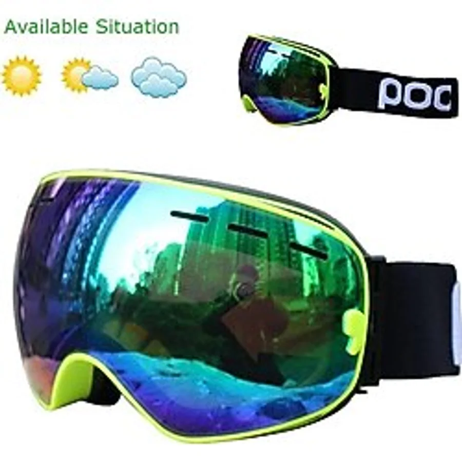 Çift Katmanlı Anti-Sis Özellikli Uv Snowboard Kayak Gözlüğü - Kırmızı - Standart