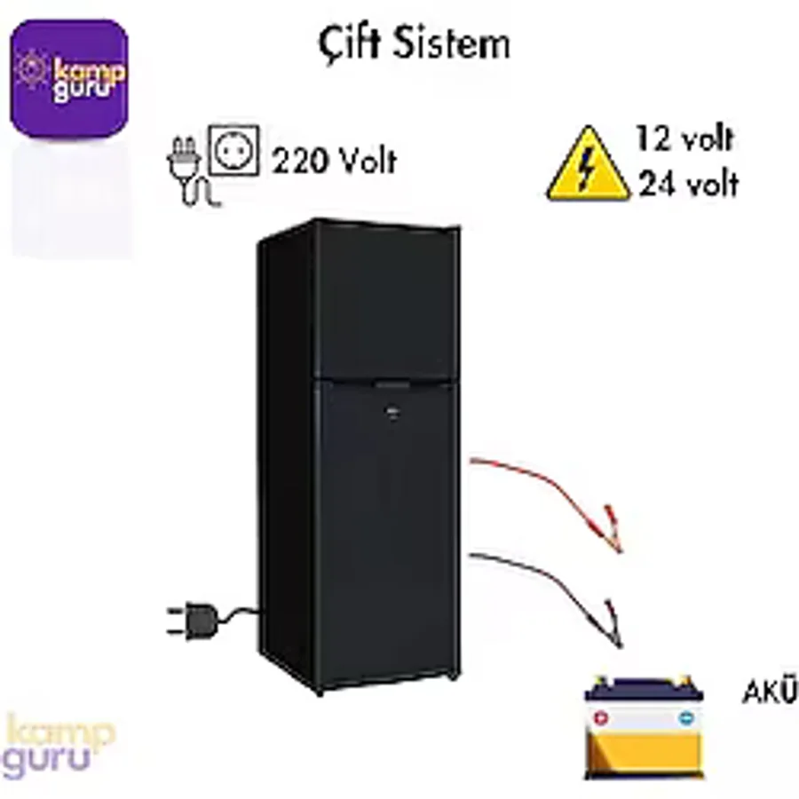 Çift Sistem Cool Life 138 Litre Siyah Buzdolabı 12/24/220 Volt