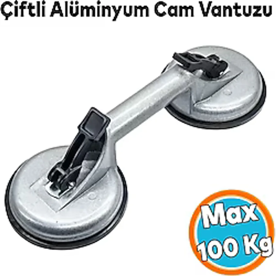Çiftli Vakumlu Alüminyum Cam Vantuzu Fayans Ahşap Metal Tutucu Taşıma Araba Kaporta Göcük Çektirme - 1 - Gri
