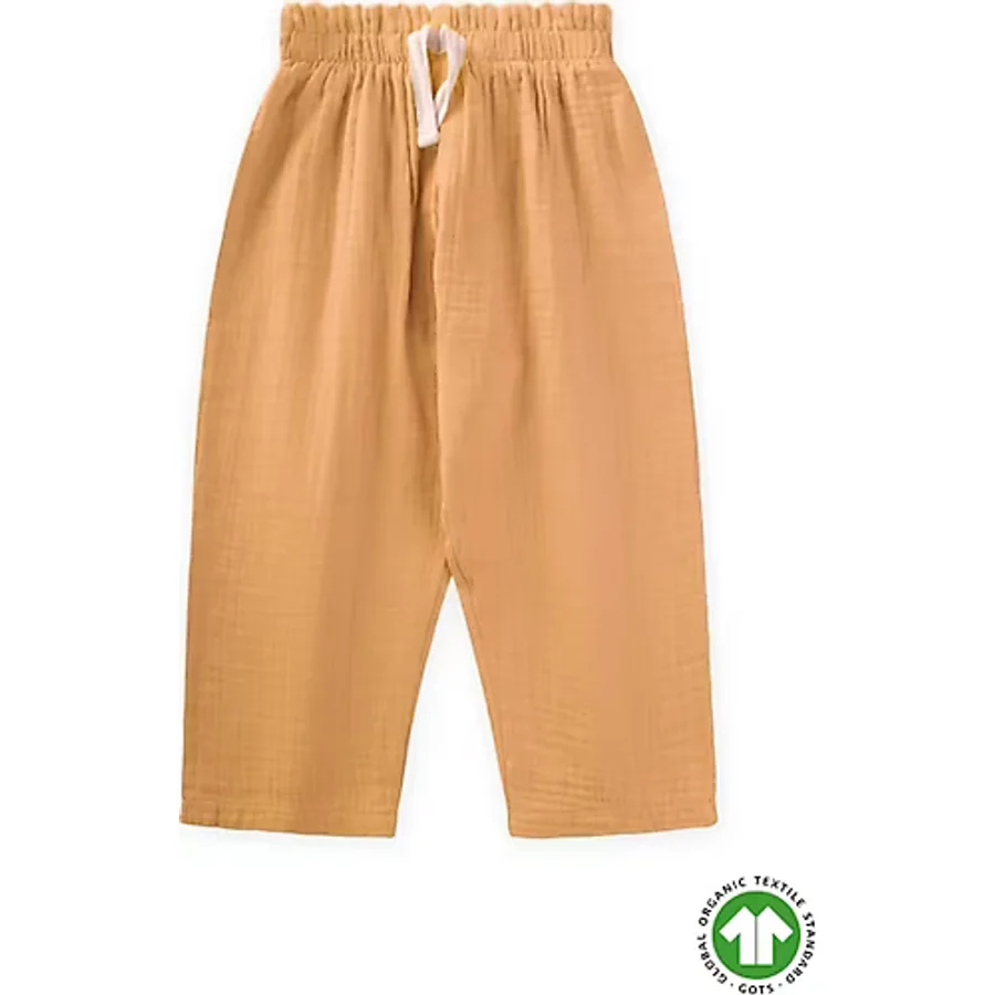 Cigit Organic Beli Fırfırlı Geniş Kesim Müslin Pantolon 1-8 Yaş Sundres