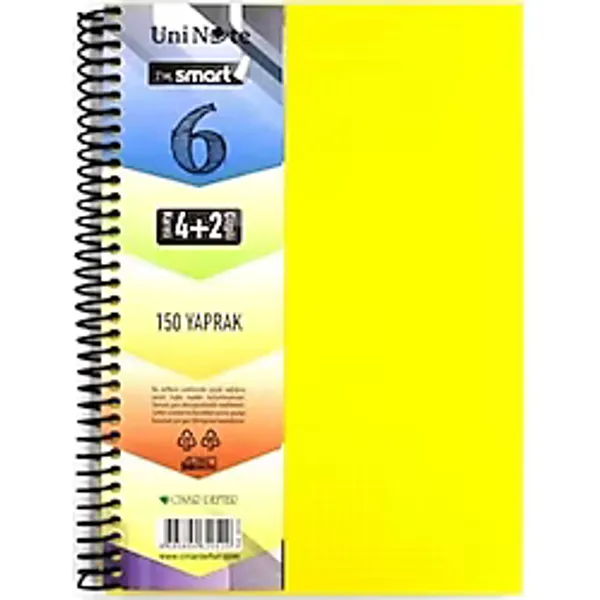 Çınar Bölmeli Defter 4+2 Spiralli 150 Yaprak Ayraçlı Defter