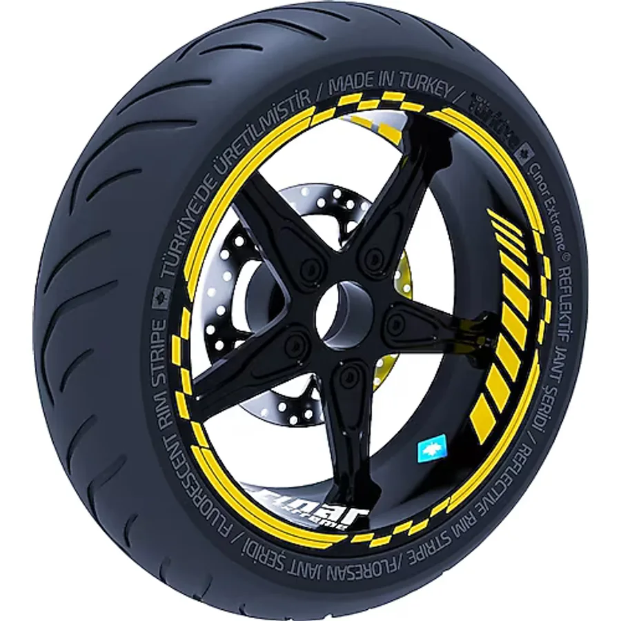 Çınar Extreme Reflektif Koyu Sarı Moto Gp Iç Dış Jant Şeridi Takım Sticker