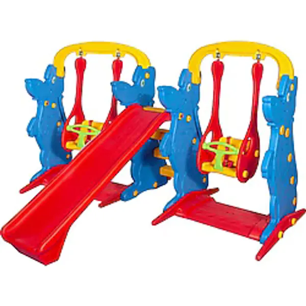 Çırak Çift Salıncak Tek Kaydırak Set - Kaydırak - Salıncak - Çocuk Parkı - Oyun Parkı - Mavi