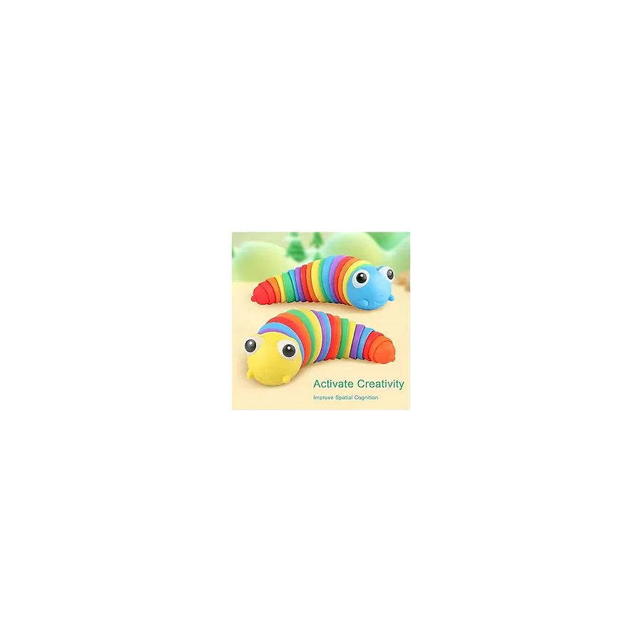 Circle Toys Kıvrılabilen Renkli Tırtıl - Stres Giderici ve Motor Gelişimi Destekleyen Eğitici Oyuncak - Çok Renkli