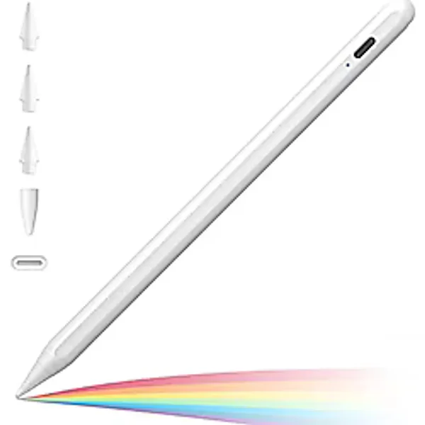 Cisteen iPad(2018-2024) için Stylus Kalem,iPad Pro 11/13 inç M4,iPad Air 11/13 inç M2,iPad 10/9/8/7/6,iPad Air 5/4/3,iPad Pro 11/12.9" iPad Mini 6/5 için Eğim Sensörlü Avuç İçi Reddi Aktif Stylus Kale