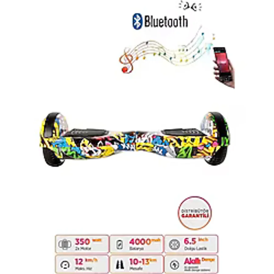 Citymate Hoverboard Elektrikli Kaykay Scooter Bluetooth Hoparlörlü 6.5 İnch Mavi
