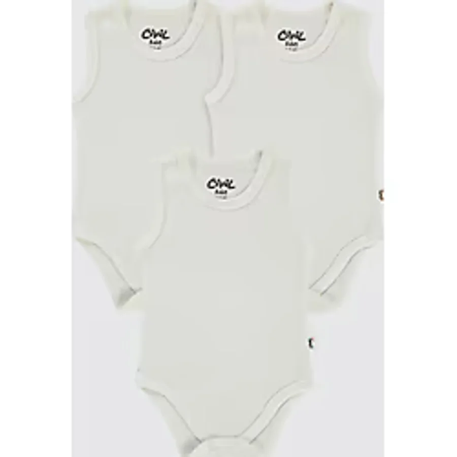Civil Baby Bebek 3'lü Çıtçıtlı Badi 0-1 Ay Beyaz