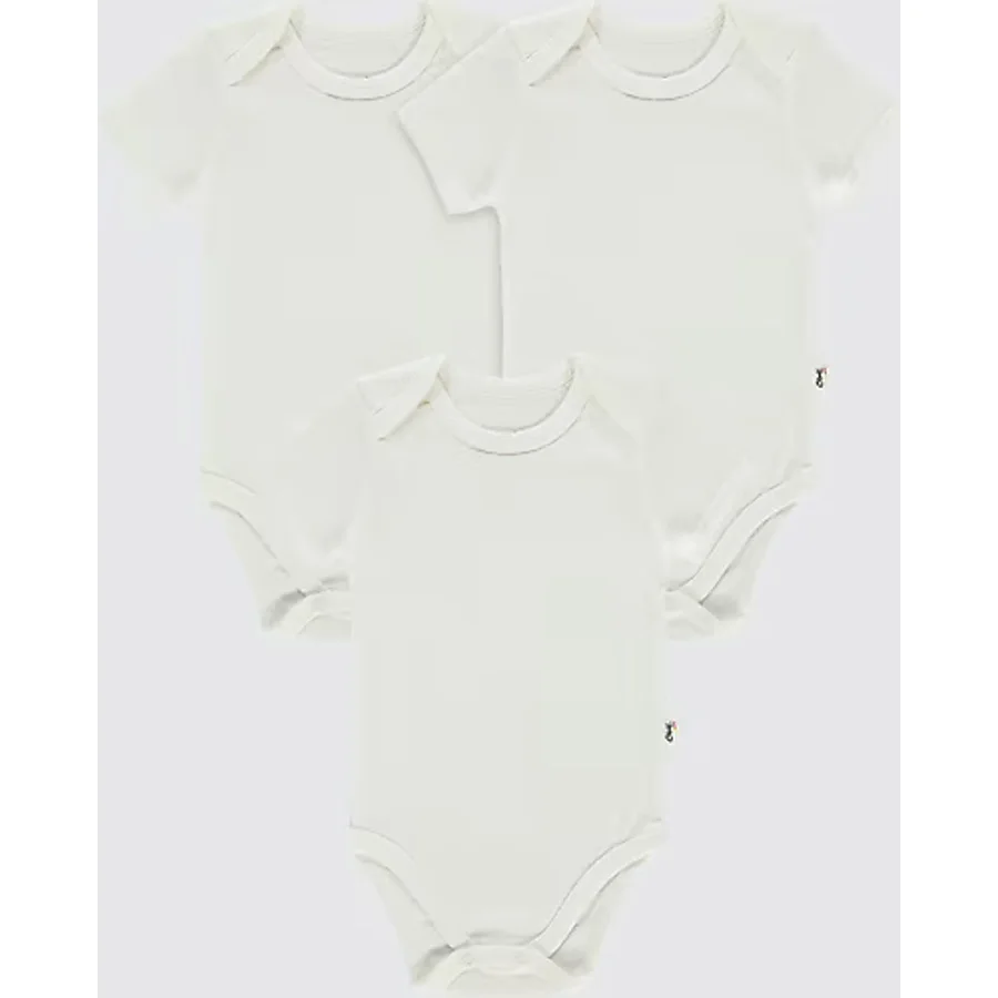 Civil Baby Bebek 3'lü Çıtçıtlı Badi 1-3 Yaş Beyaz