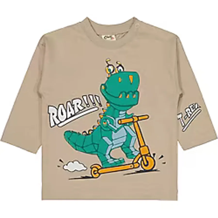 Civil Baby Dinazor Nakışlı 6-18 Ay Sweatshirt - Bej 9-12 Ay