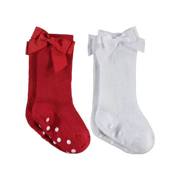 Civil Baby Fiyonk Aksesuarlı Kaydırmaz 2'li 6- Bebek Kız Çorap Set - Standart