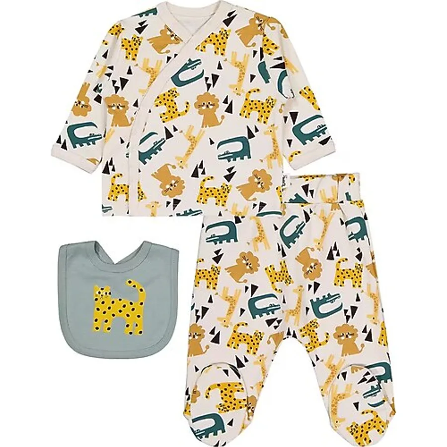 Civil Baby Hayvanlar Empirme 3lü Zıbın Takımları - Bej 0-1 Ay - 0 - 1 Ay - Taş Rengi