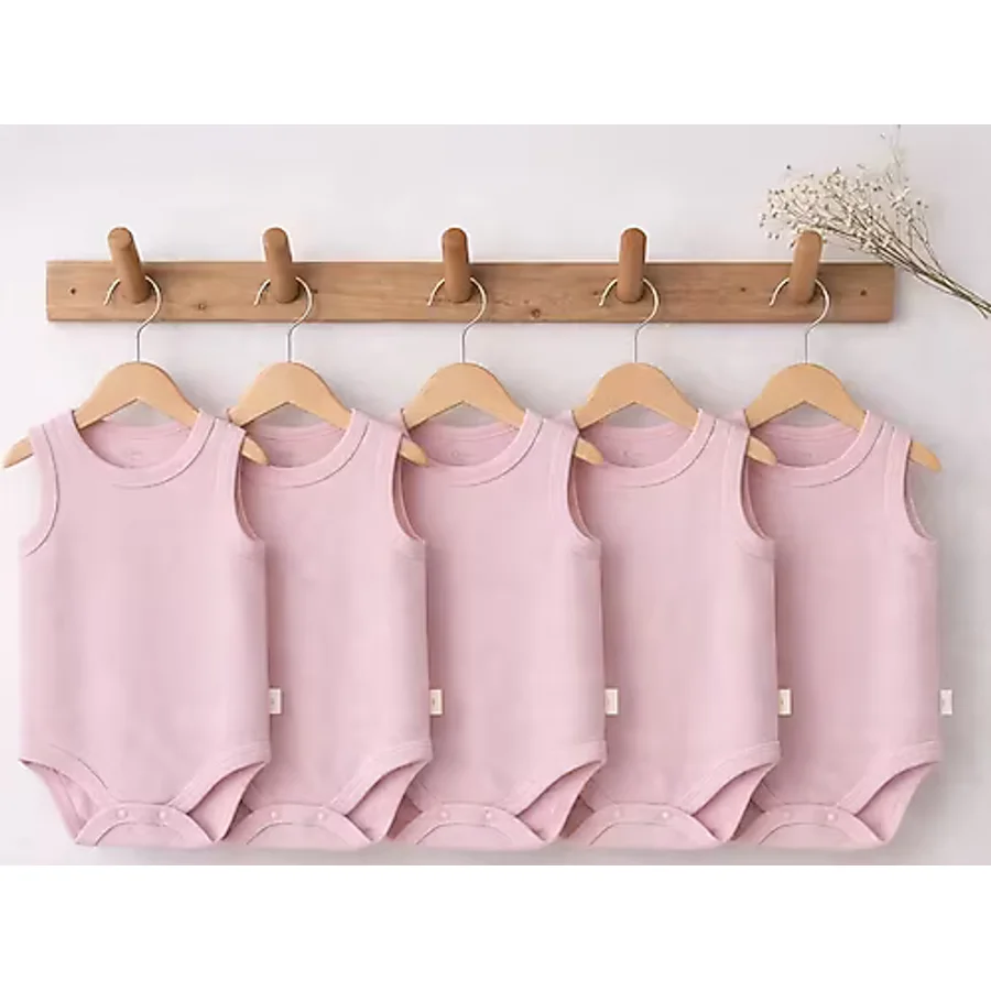 Civil Baby Organik 5 li Sıfır Kol 3-9 Ay Çıtçıtlı Badi - Pembe 3-6 Ay