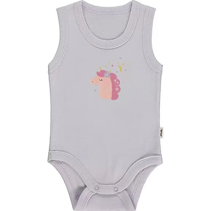 Civil Baby Unicorn Baskılı 0-3 Yaş Çıtçıtlı Badi - Lila 3-4 Yaş