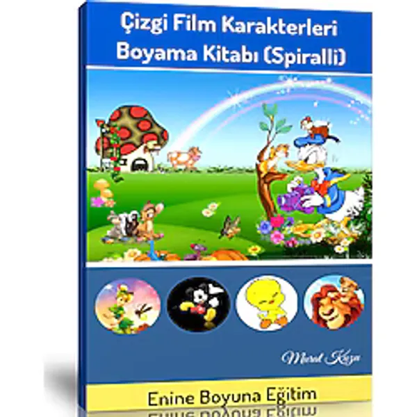 Çizgi film karakterleri boyama kitabı (spiralli)