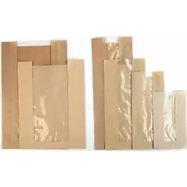 Çizgili Pencereli Şamua Baskısız Kese Kağıdı 12x20 cm 10 kg