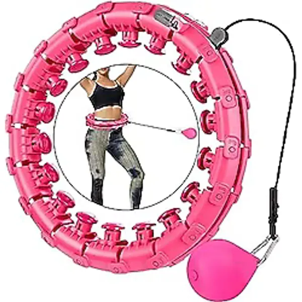 CKSpor akıllı hulahop çemberi 24 parçalı 360 derece ayarlanabilen masajlı zayıflama spor halkası Pembe ren Pembe