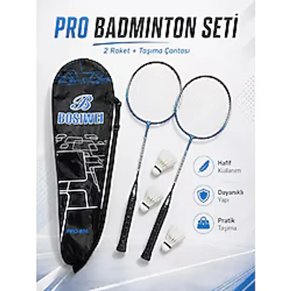 CKSpor Pro-606 Badminton Seti 2 Raket 3 Top Taşıma Çantalı Badminton Raketi Ve Top Seti