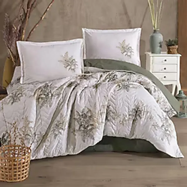 Clasy Ranforce %100 Pamuk Çift Kişilik Dört Mevsim Set Virele V1 Yeşil - Renkli - 240 x 260 cm