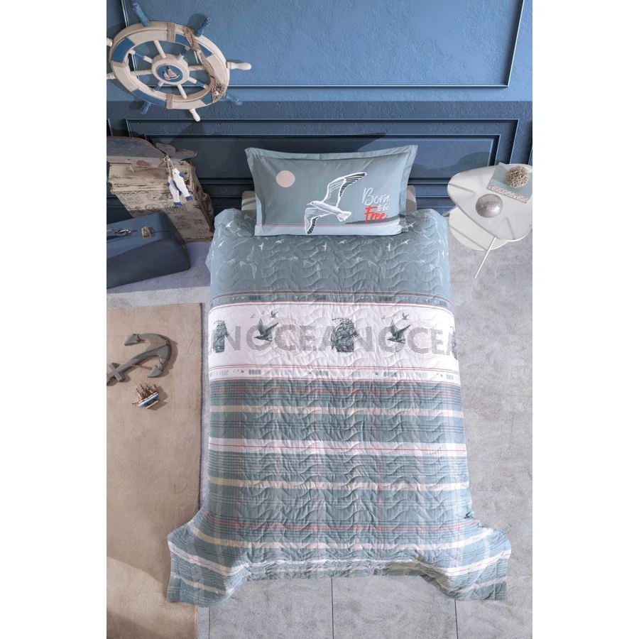 Clasy Ranforce Pamuk Tek Kişilik Dört Mevsim Set Ocean - Mavi - 180 x 240 cm