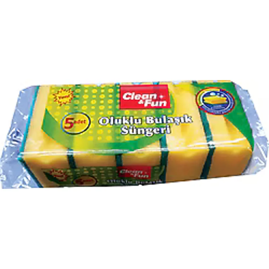 Clean&Fun 5'li Oluklu Bulaşık Süngeri
