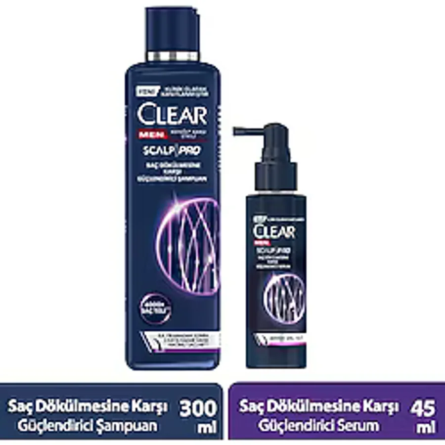 Clear Men Scalp Pro Güçlendirici Şampuan Saç Dökülmesine Kepeğe Karşı Etkili 300 ml + Serum 70 ml
