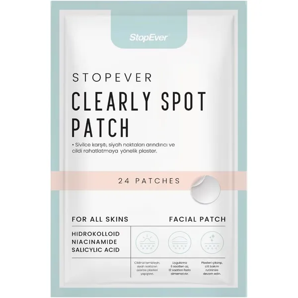 Clearly Spot Patch, Sivilce Karşıtı Şeffaf Plaster Şeffaf, Ultra Ince, Hidrokolloid + Niacinamide + Salicylic Asit Içerikli Akne Karşıtı Yüz Bandı 24 Adet