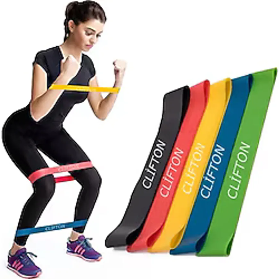 Clifton Pilates Direnç Lastiği Aerobik Yoga Gym Egzersiz Bandı Spor Seti Plates 5'li Bant Seti