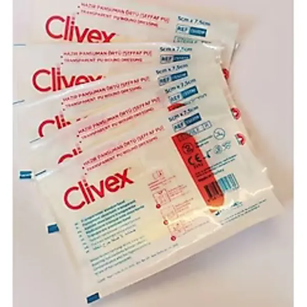 CLIVEX PAD PU STERİL ŞEFFAF YARA ÖRTÜSÜ 5CMX7,5CM C6107P CLiVEX SIVI GEÇİRMEZ