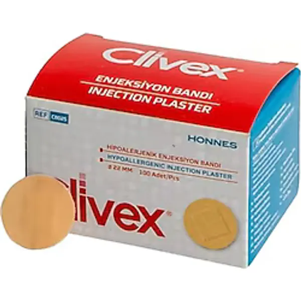 CLİVEX PLASTER PE AID ENJEKSİYON BANDI 100ADET 25MM ÇAP C8025 TEN RENGİ CLIVEX