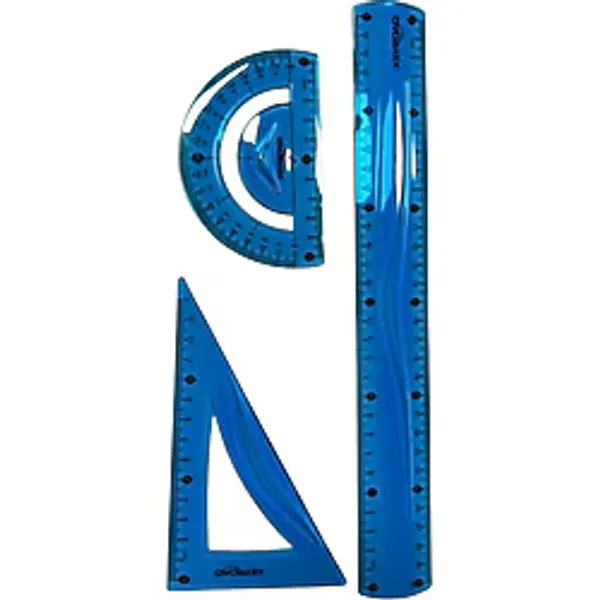 Cmk Keyroad Flexible Esnek Çizim Seti (30CM Cetvel ,iletki , Gönye) - Mavi