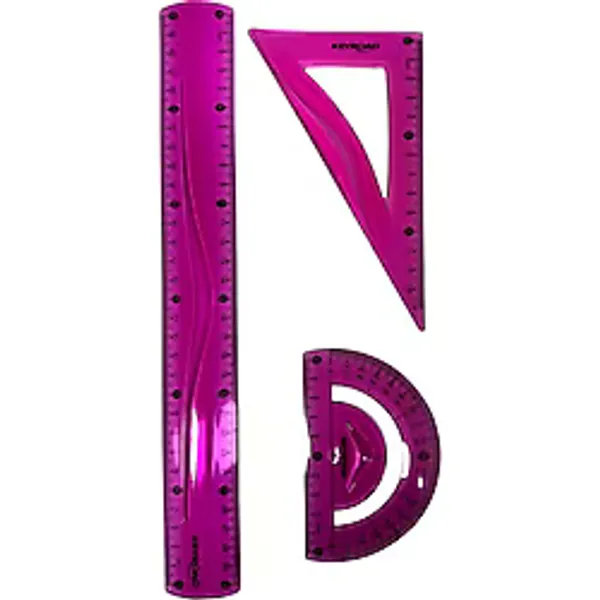 Cmk Keyroad Flexible Esnek Çizim Seti (30CM Cetvel ,iletki , Gönye) - Pembe