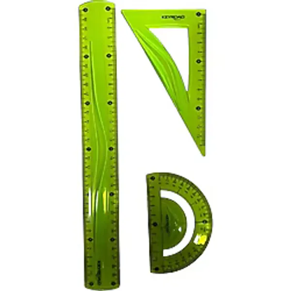 Cmk Keyroad Flexible Esnek Çizim Seti (30CM Cetvel ,iletki , Gönye) - Yeşil