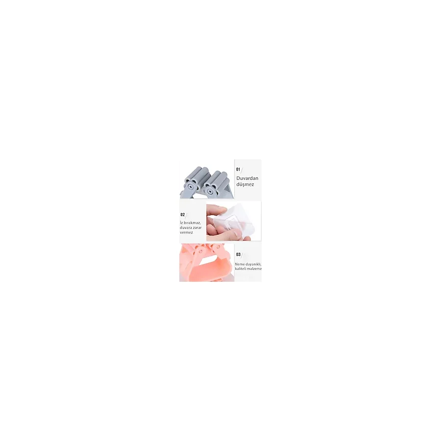 CNGZSHOP Mop Sapı Tutucu Yapışkanlı 4adet Paspas Tutucu Süpürge Askısı Sopası Diş Fırçası Tutucu Banyo