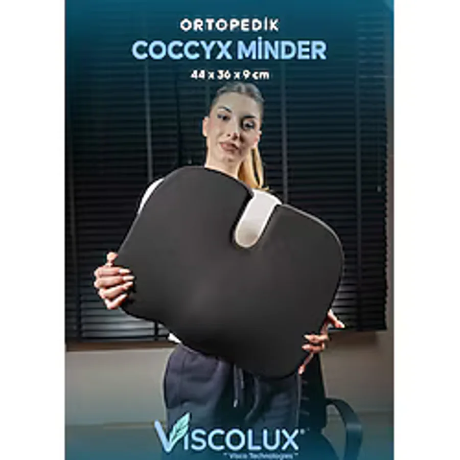 Coccyx Ortopedik Oturma Minderi - Visco Kuyruk Sokumu Minderi Hemeroid 44X36X9,5 - Siyah