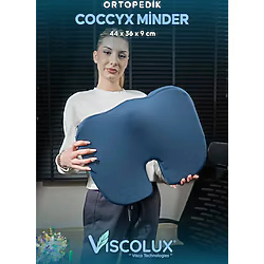 Coccyx Ortopedik Oturma Minderi - Visco Kuyruk Sokumu Minderi Hemeroid Mavi 44x36x9,5