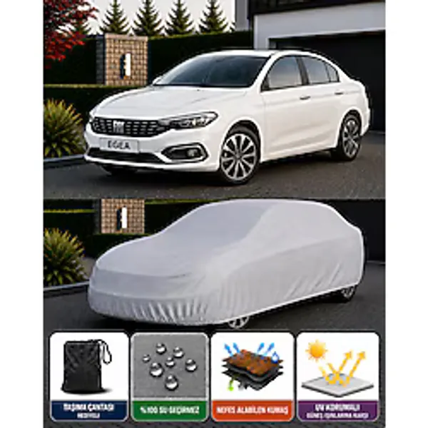 COCEM Fiat Egea Uyumlu Araç Brandası Su Geçirmez UV Korumalı Tam Koruma Oto Örtüsü Gri 2016-2026