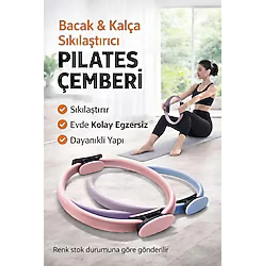 Cocovia 38 Cm Pilates Çemberi,Plates Halkası Spor Egzersiz Aleti Özel Tutmalı Model - Renkli