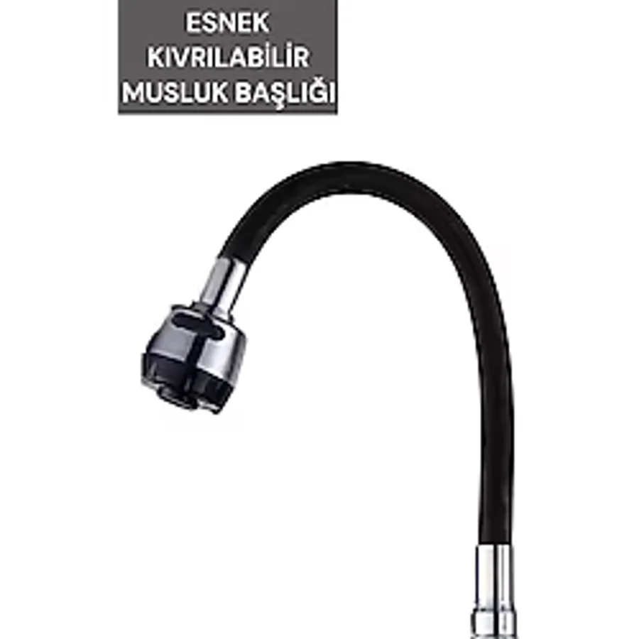 Cocovia Esnek Kıvrılabilir Renkli Silikon Musluk Bataryası Başlığı Kubar - Siyah