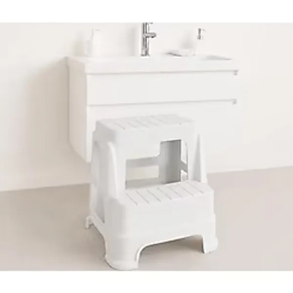 Çocuk Basamak Taburesi 2 Katlı Kaydırmaz, Bebek Tuvalet Eğitimi ve Banyo Lavabo Basamağı, Çocuklar İçin Plastik Pratik Yükseltici Tabure (beyaz)