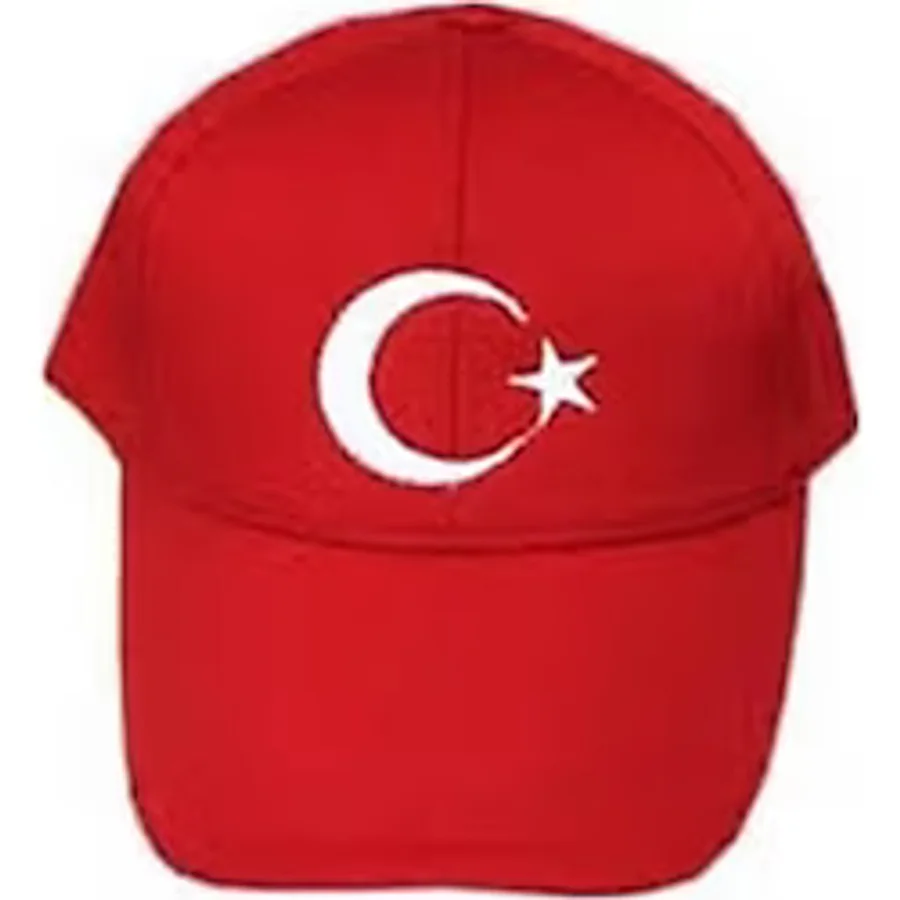 Çocuk Bayrak Şapka Ünisex 54 Cm Ayyıldızlı Şapka Ayarlanabilir Kırmızı
