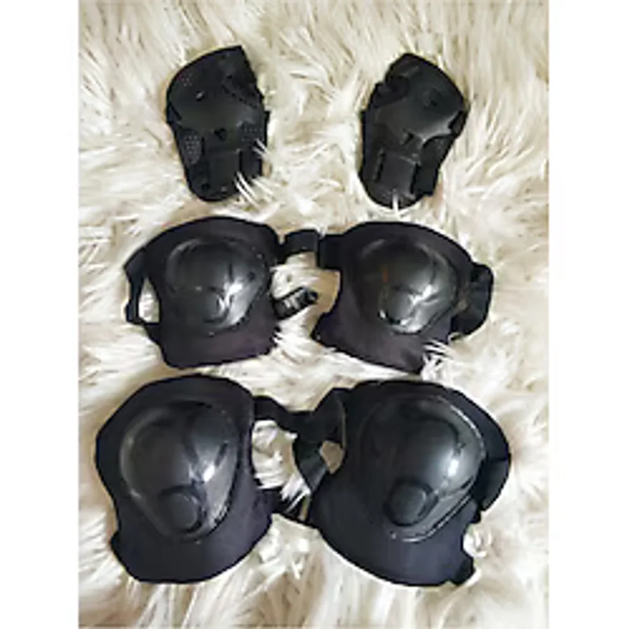 Çocuk Dizlik Dirsek El Koruyucu Set Güvenlik Aksesuarları Dizlik Dirseklik El Koruma 4-12 Yaş 29x19 - 19x35 / Siyah Siyah