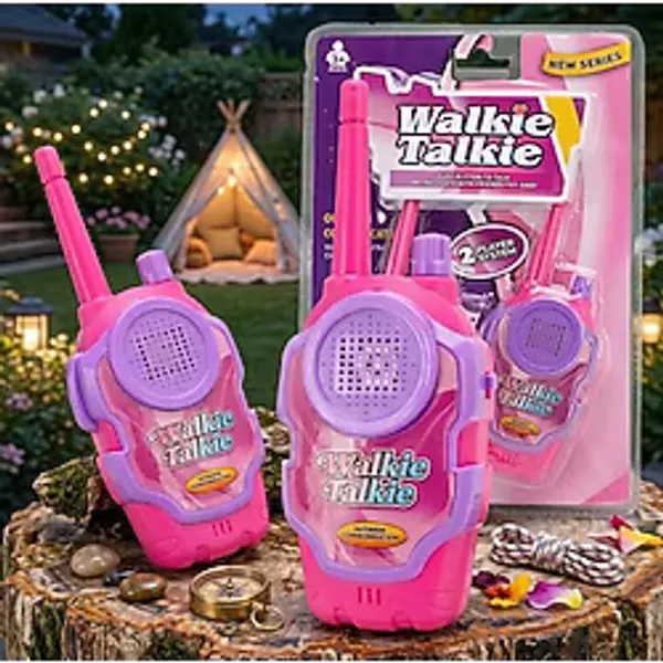 Çocuk Ikili Oyuncak Telsiz Seti - 2'li Walkie Talkie Eğitici Macera Oyunu - Pembe