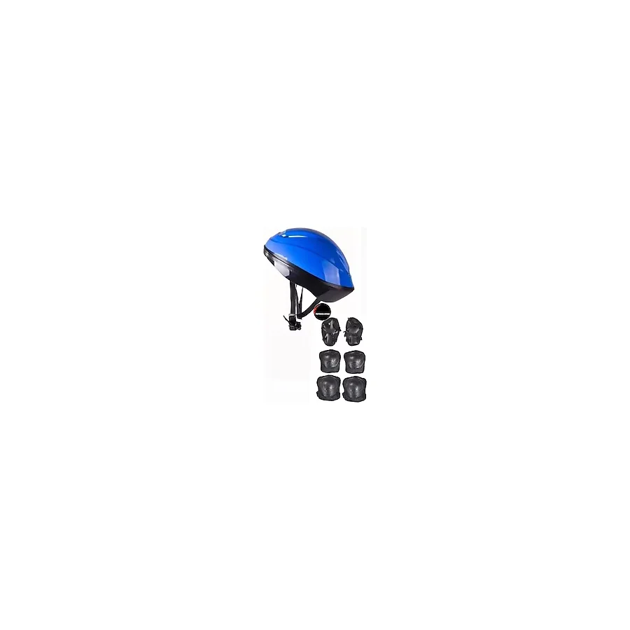 Çocuk Kask Dizlik Dirseklik Ellik Set 7 Parça Scooter Bisiklet Paten Kaykay Koruyucu Set - Mavi